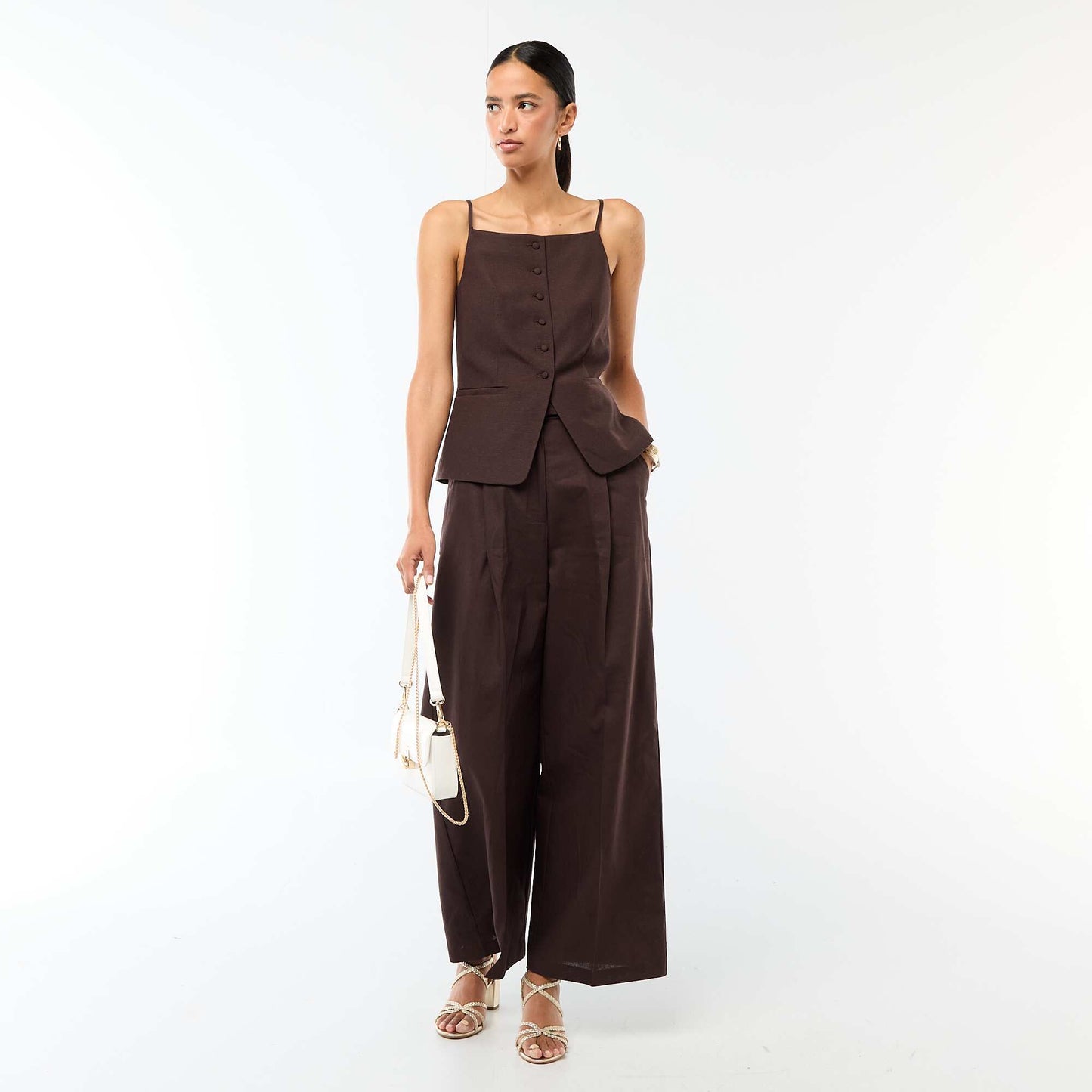Sleeveless Strappy Vest BROWN
