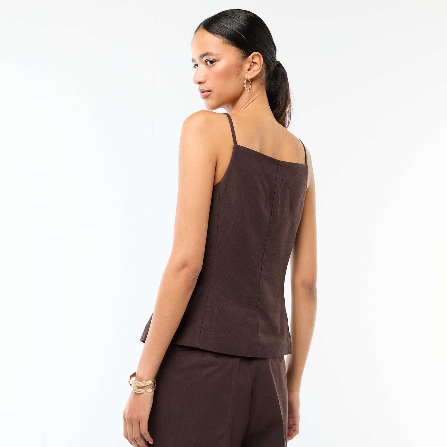Sleeveless Strappy Vest BROWN