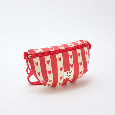 Heart Print Belt Bag - Valentine's Day WHITE