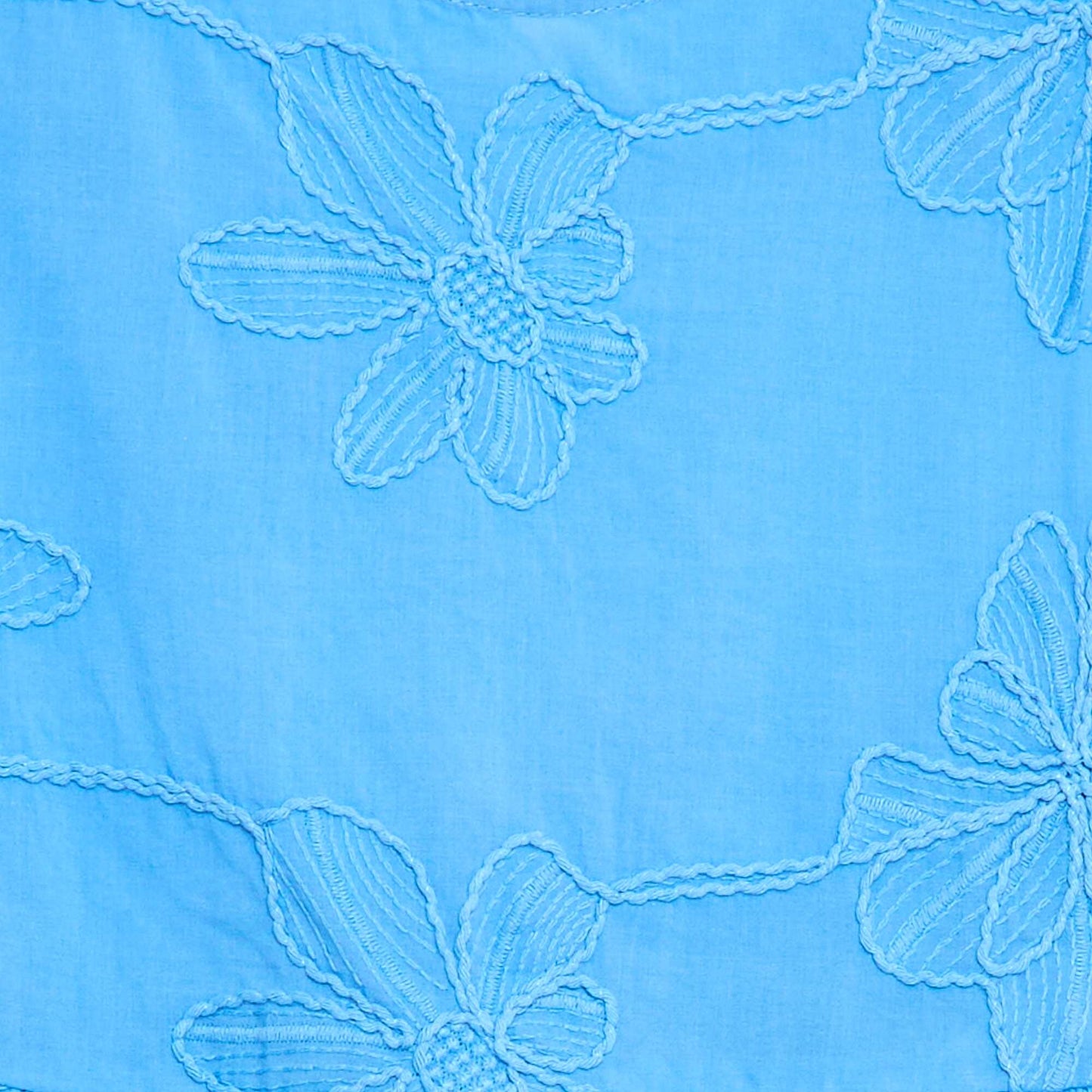 Sleeveless Blouse with Floral Embroidery BLUE