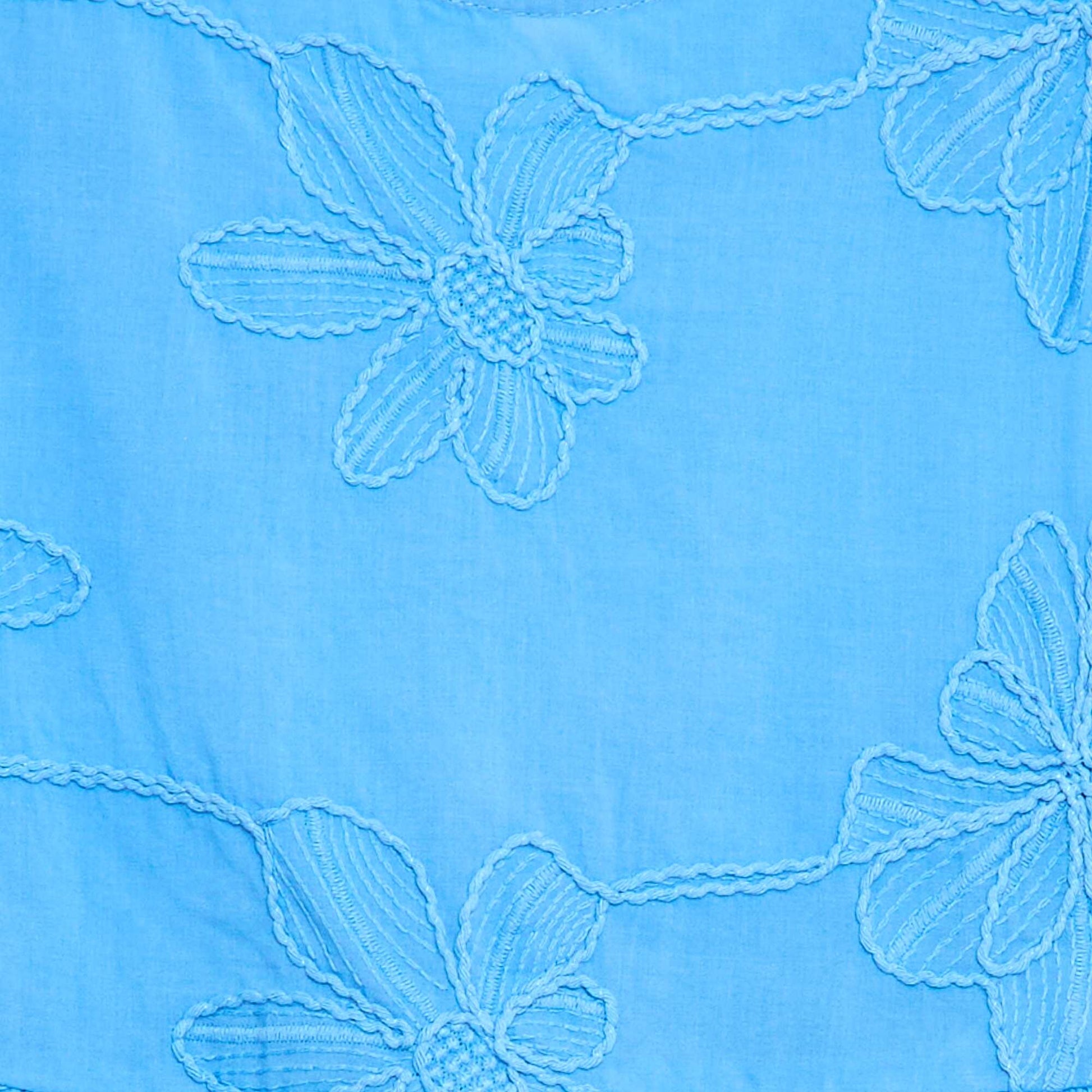 Sleeveless Blouse with Floral Embroidery BLUE