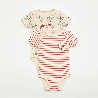 2-Pack Family Print Bodysuits - Valentine's Day WHITE