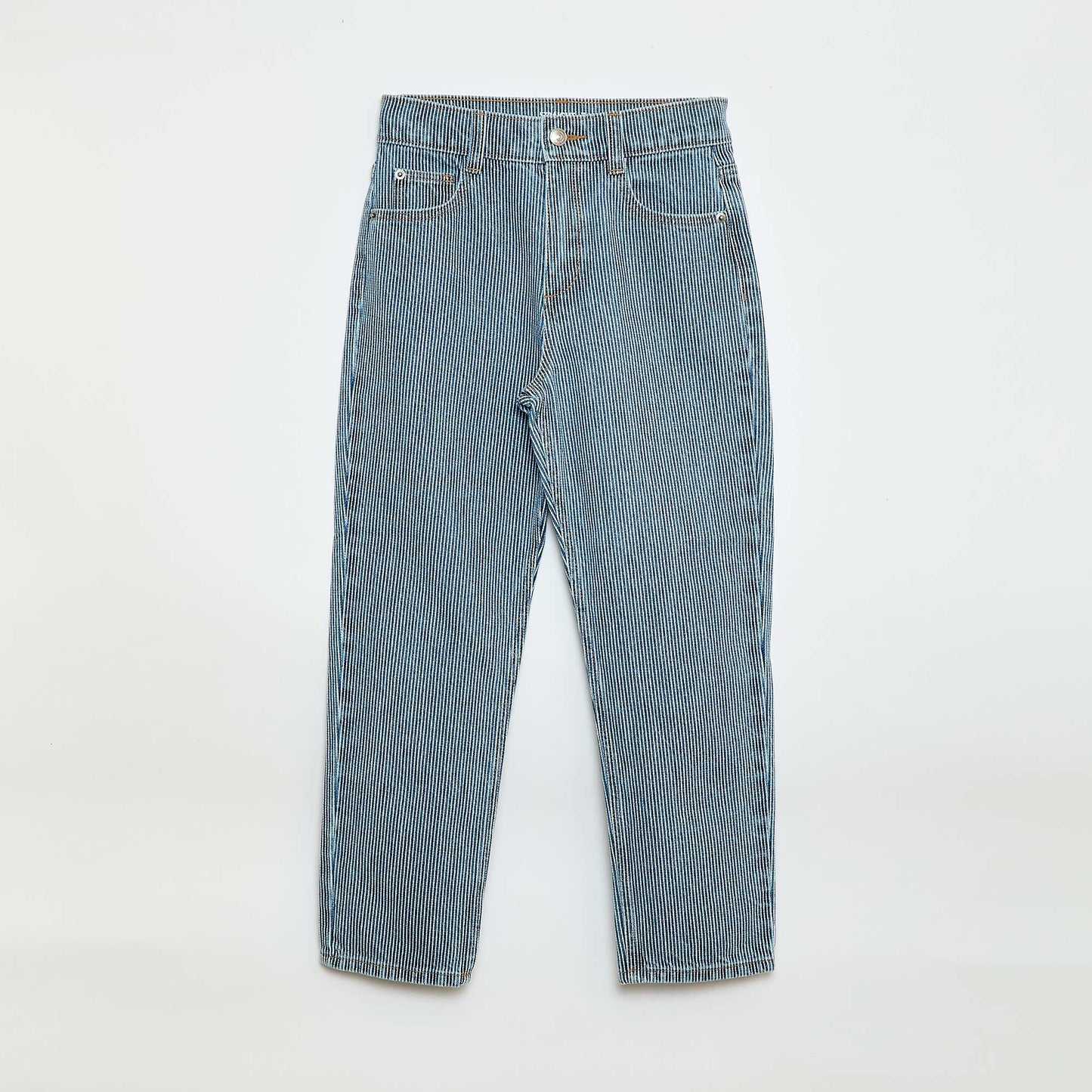 Straight-Leg Denim Pants with Pattern BLUE