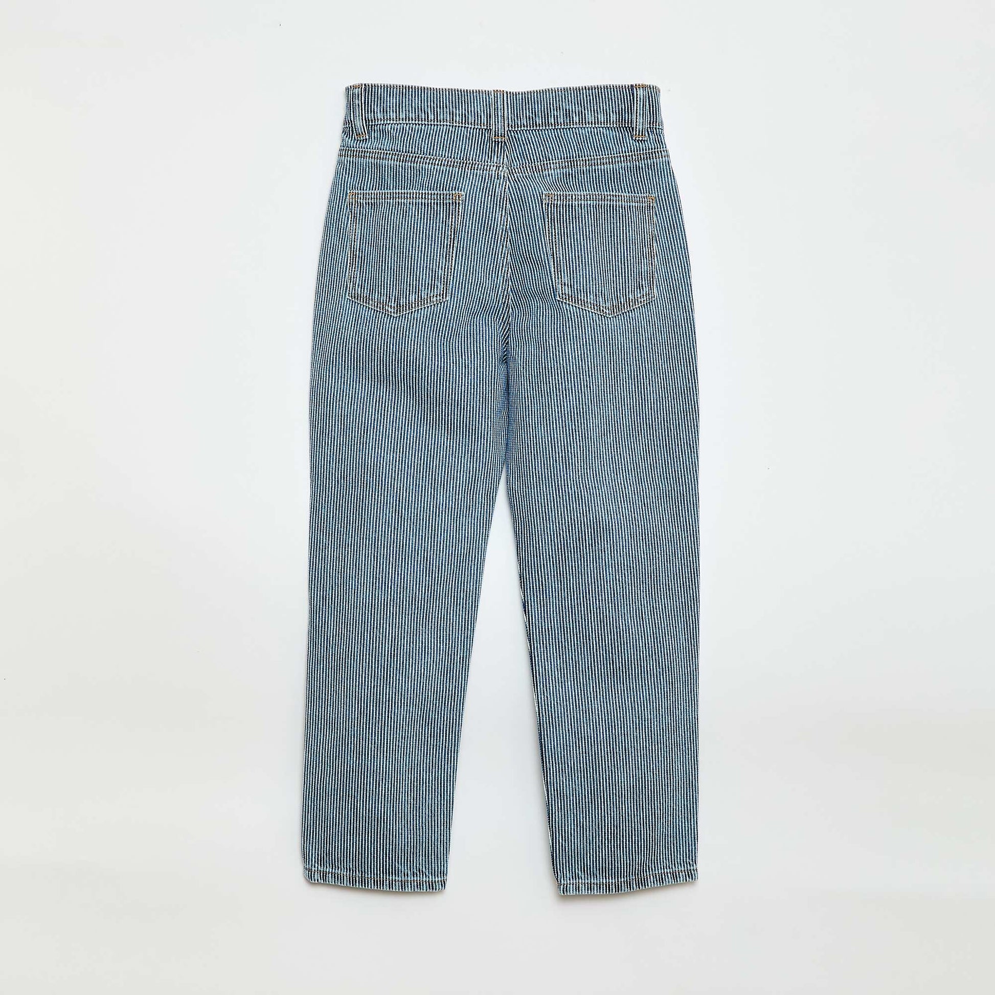 Straight-Leg Denim Pants with Pattern BLUE