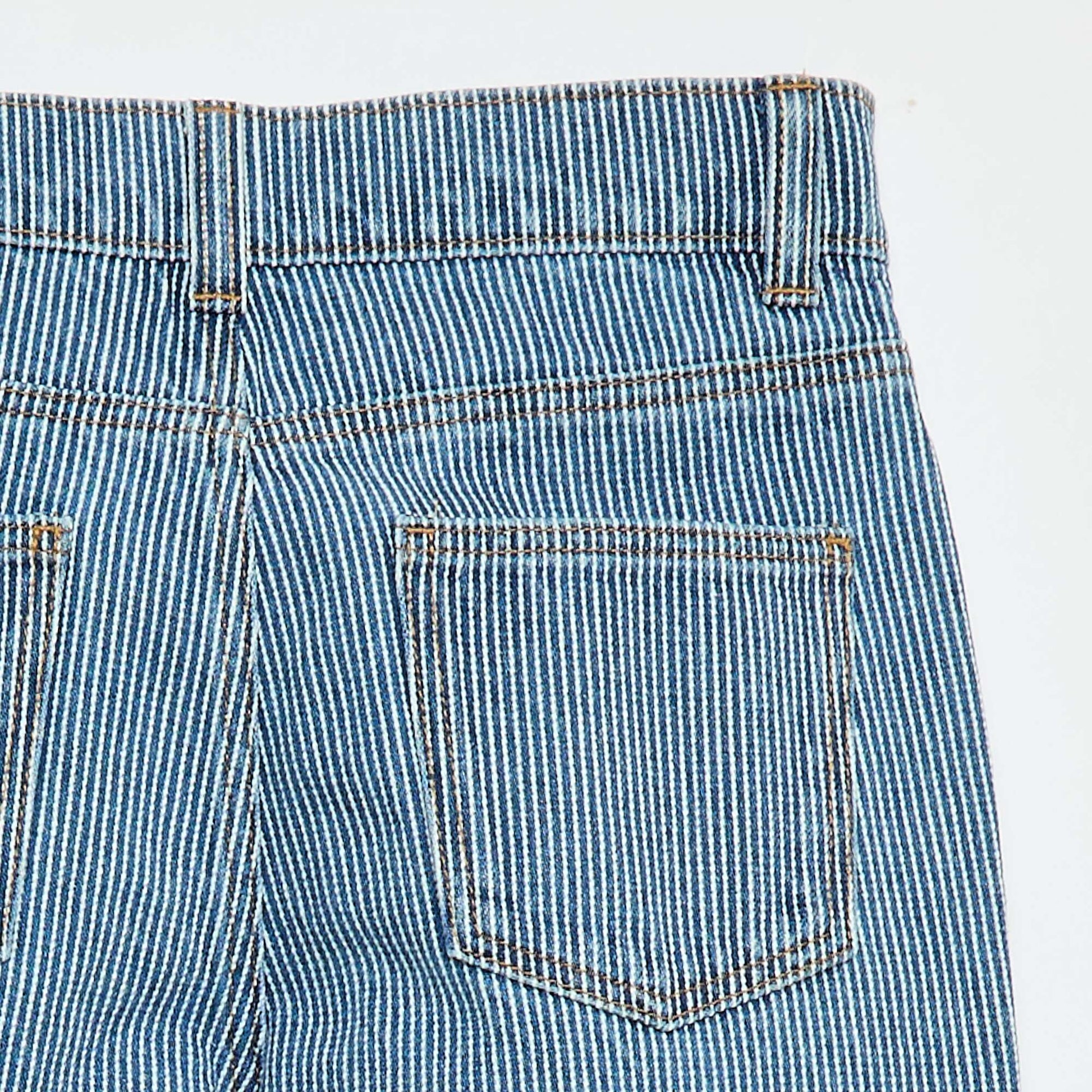 Straight-Leg Denim Pants with Pattern BLUE