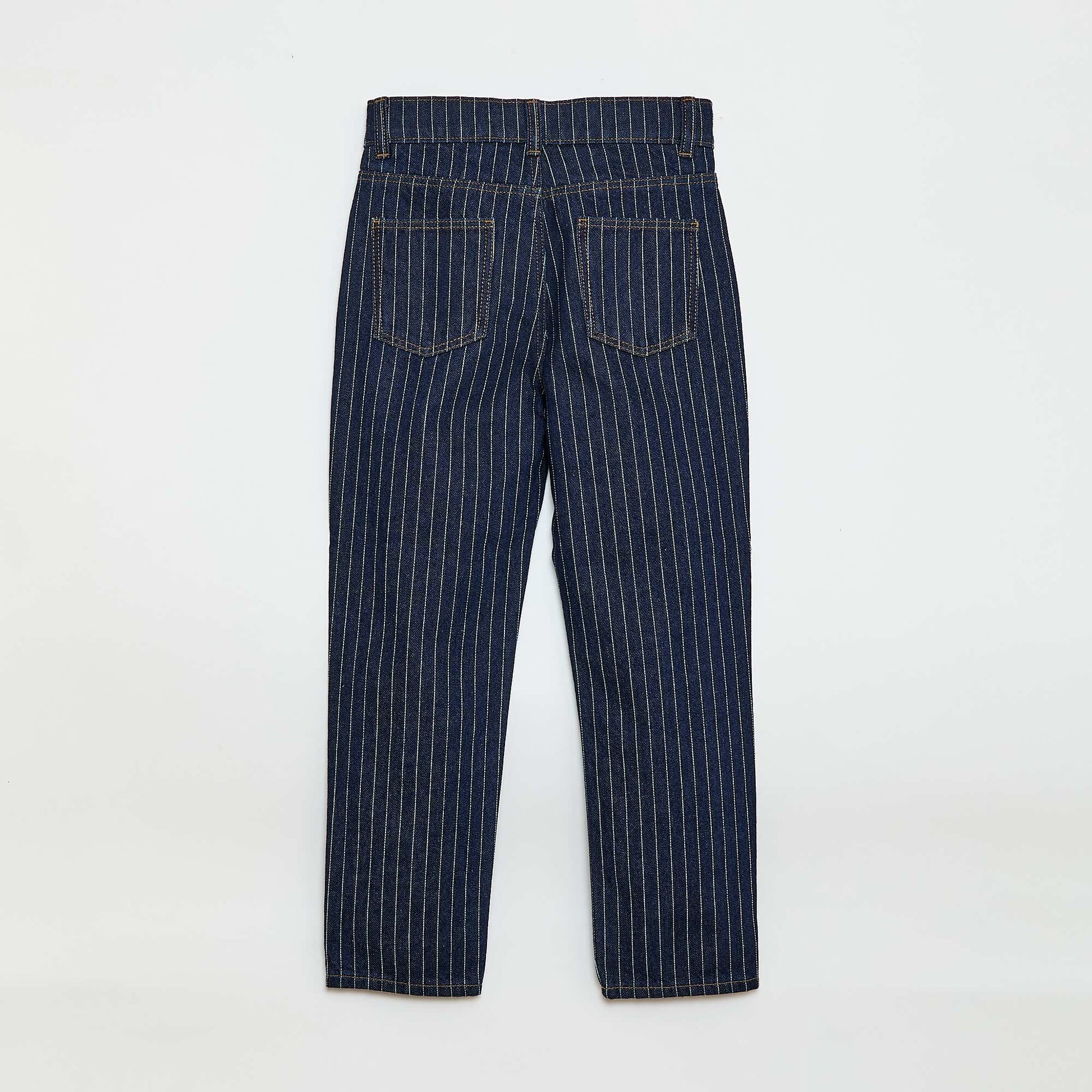 Straight-Leg Denim Pants with Pattern BLUE