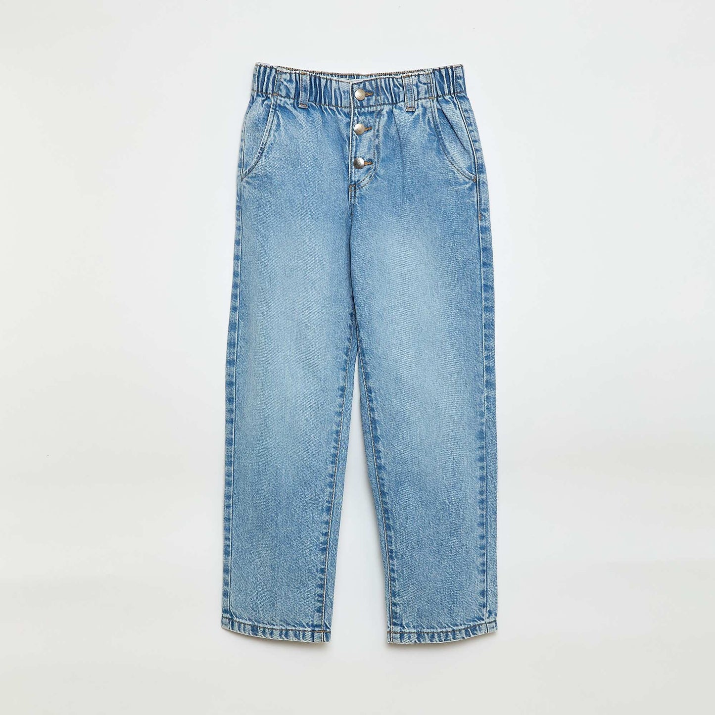 Mom Jeans with Heart-Shaped Pockets BLUE