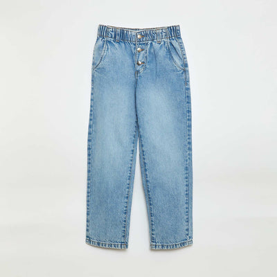 Mom Jeans with Heart-Shaped Pockets BLUE