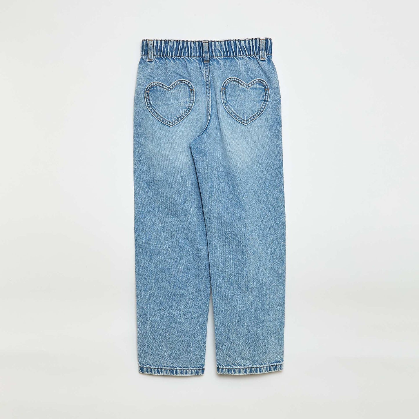 Mom Jeans with Heart-Shaped Pockets BLUE