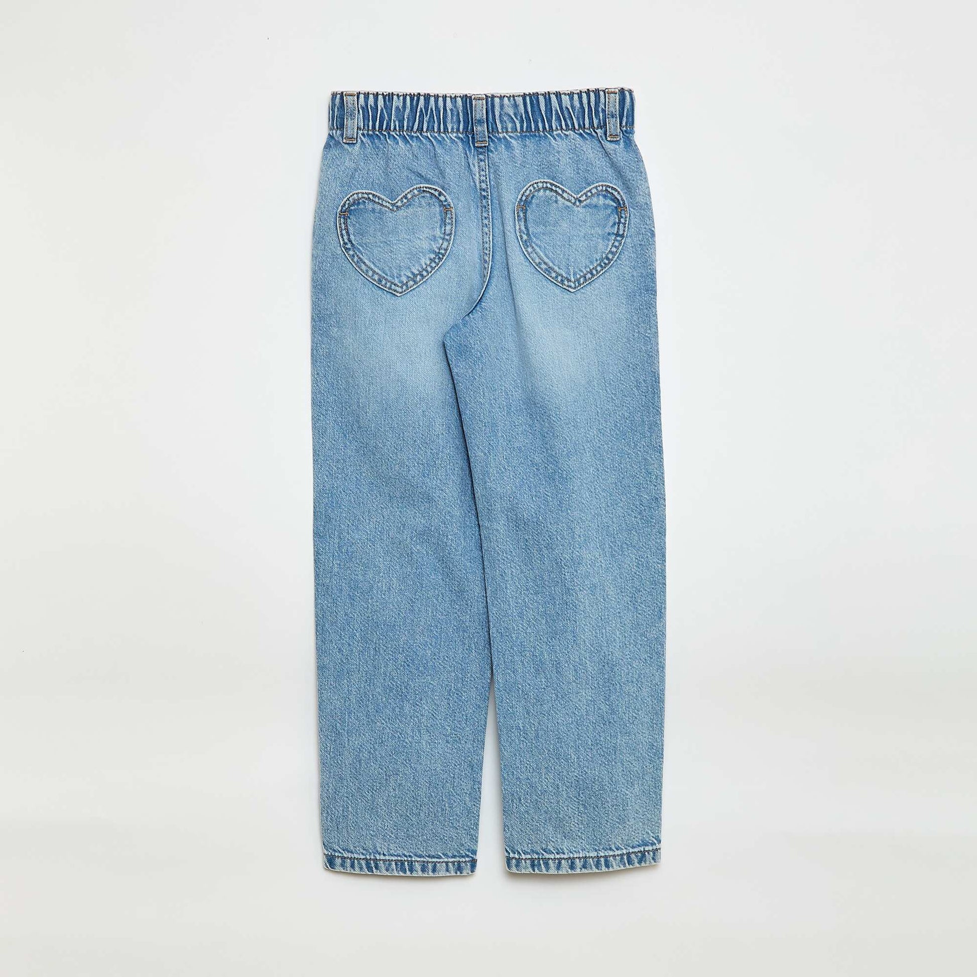 Mom Jeans with Heart-Shaped Pockets BLUE