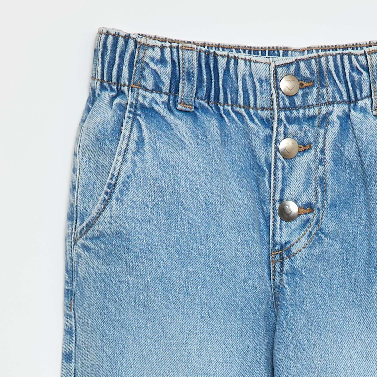 Mom Jeans with Heart-Shaped Pockets BLUE