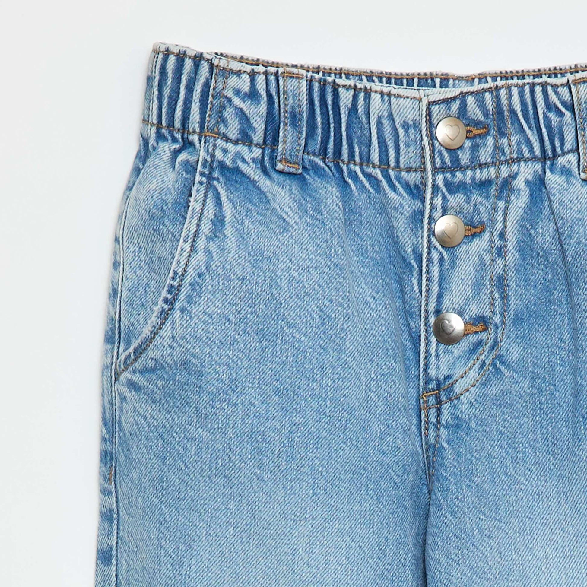 Mom Jeans with Heart-Shaped Pockets BLUE