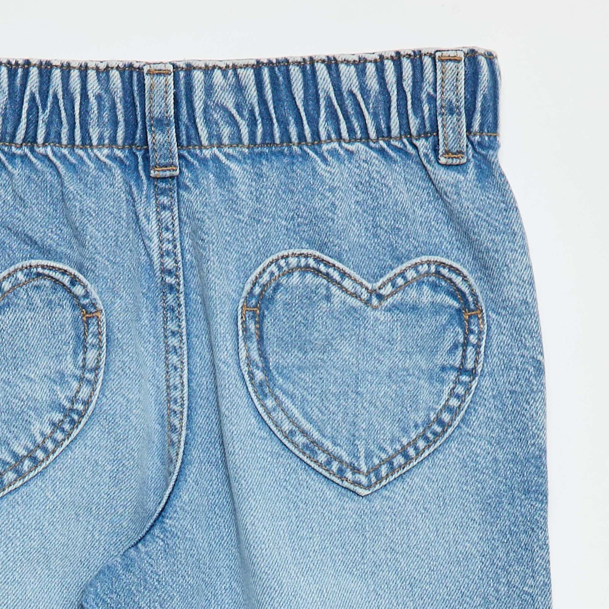 Mom Jeans with Heart-Shaped Pockets BLUE