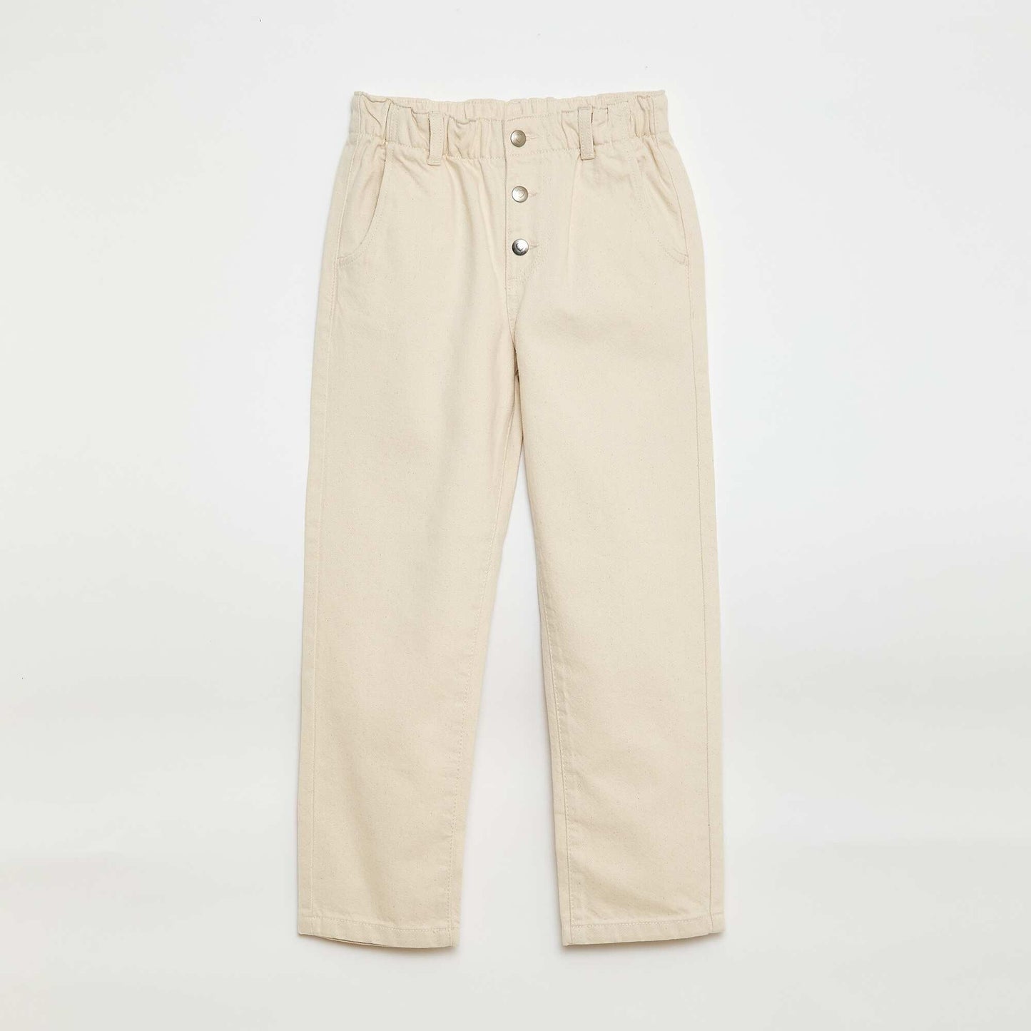 Mom Jeans with Heart-Shaped Pockets WHITE