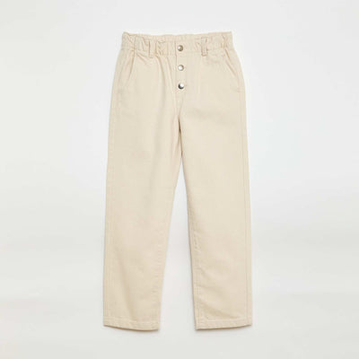 Mom Jeans with Heart-Shaped Pockets WHITE