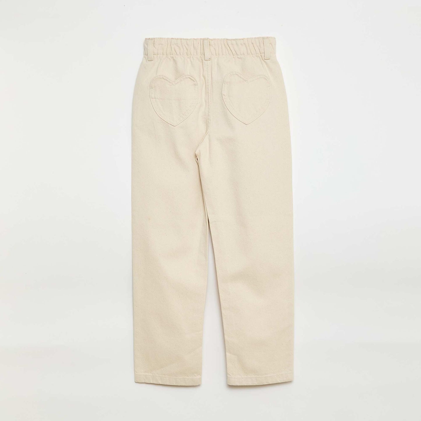 Mom Jeans with Heart-Shaped Pockets WHITE