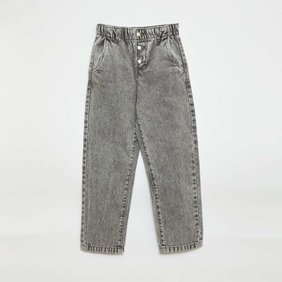 Mom Jeans with Heart-Shaped Pockets GREY