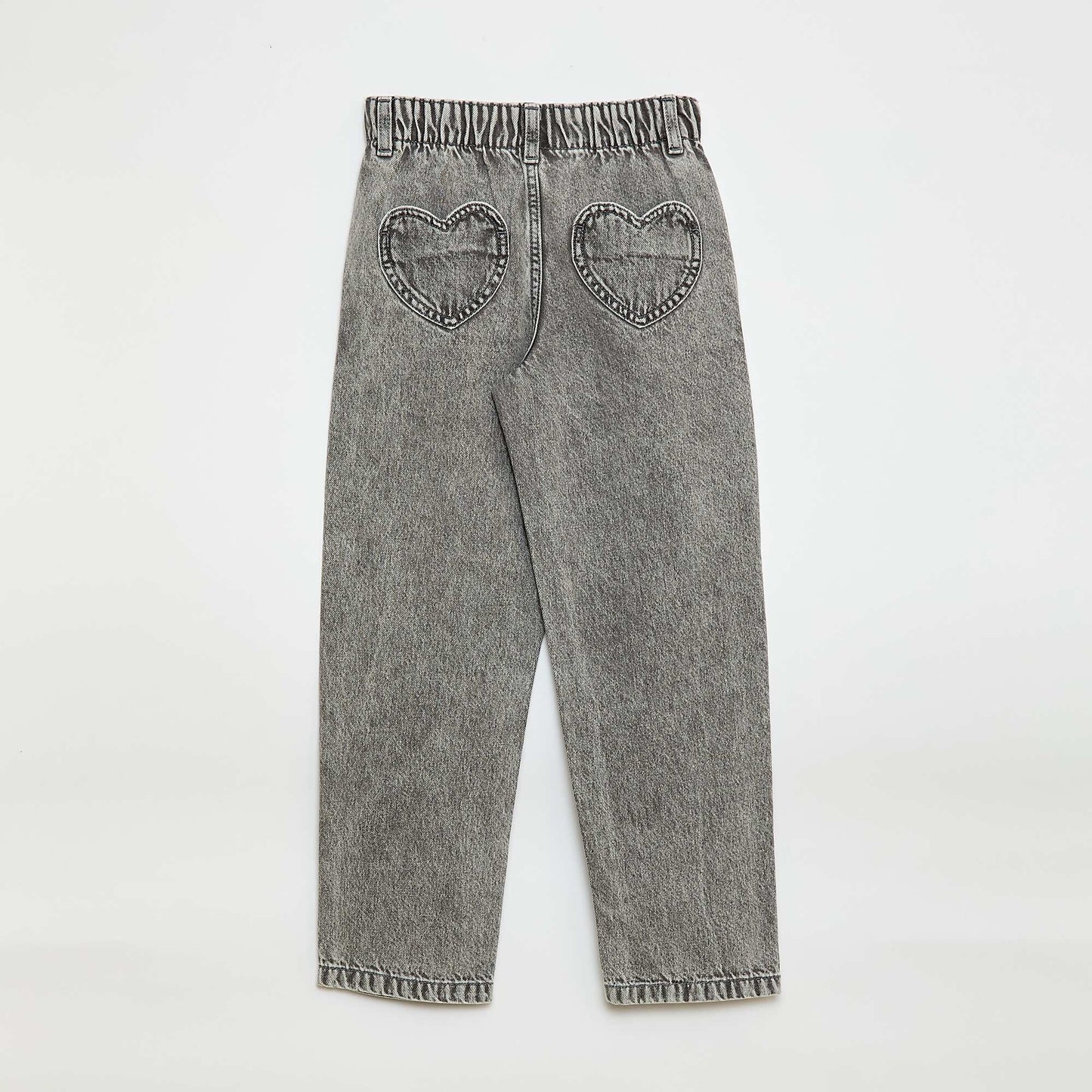 Mom Jeans with Heart-Shaped Pockets GREY