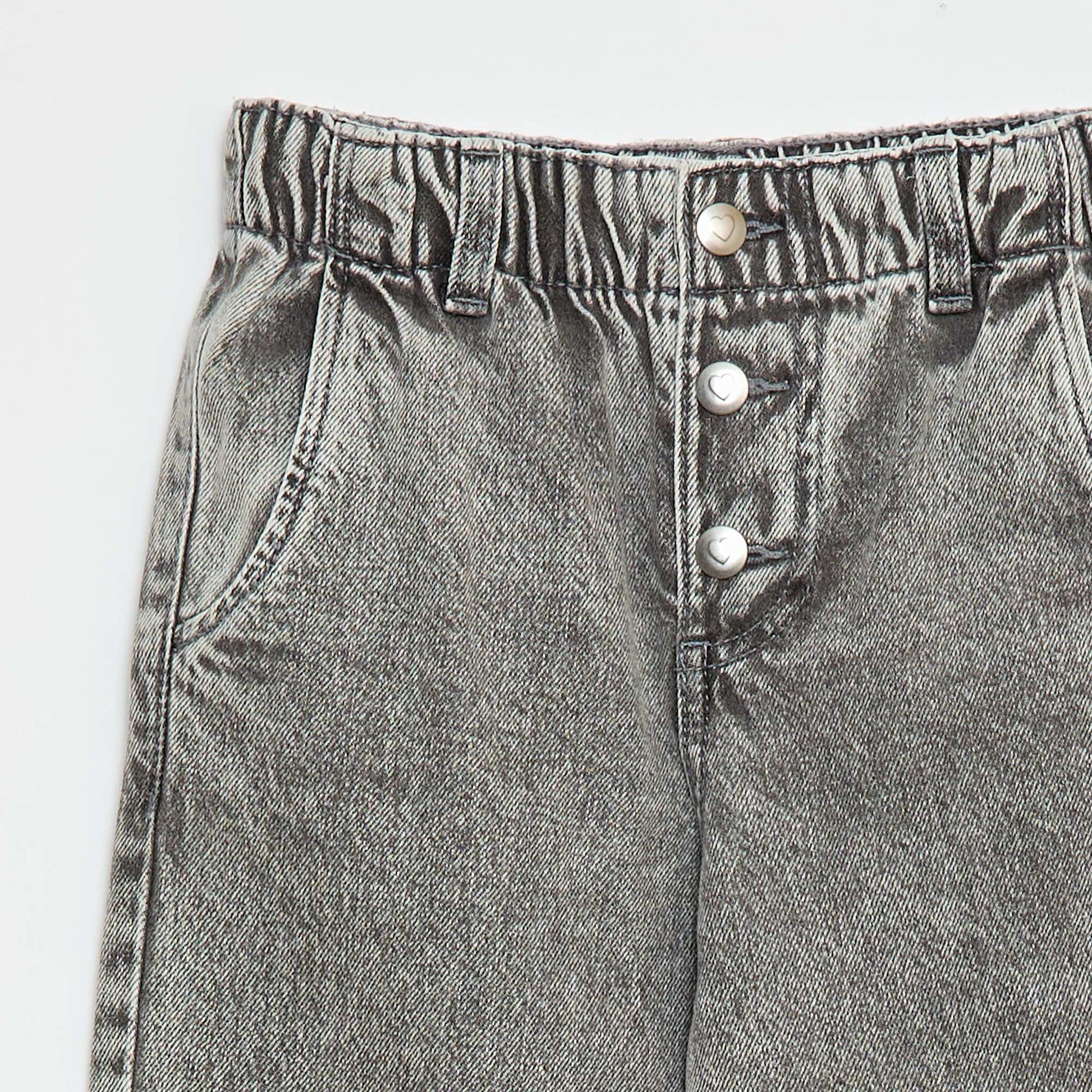 Mom Jeans with Heart-Shaped Pockets GREY