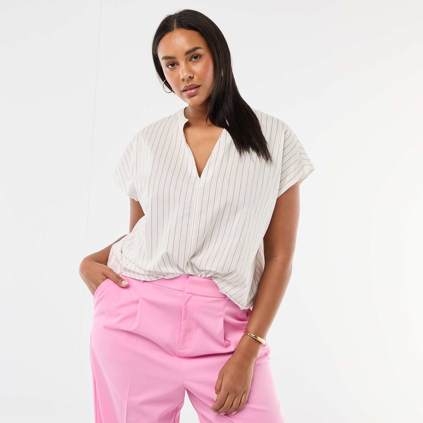 Light short-sleeved blouse WHITE