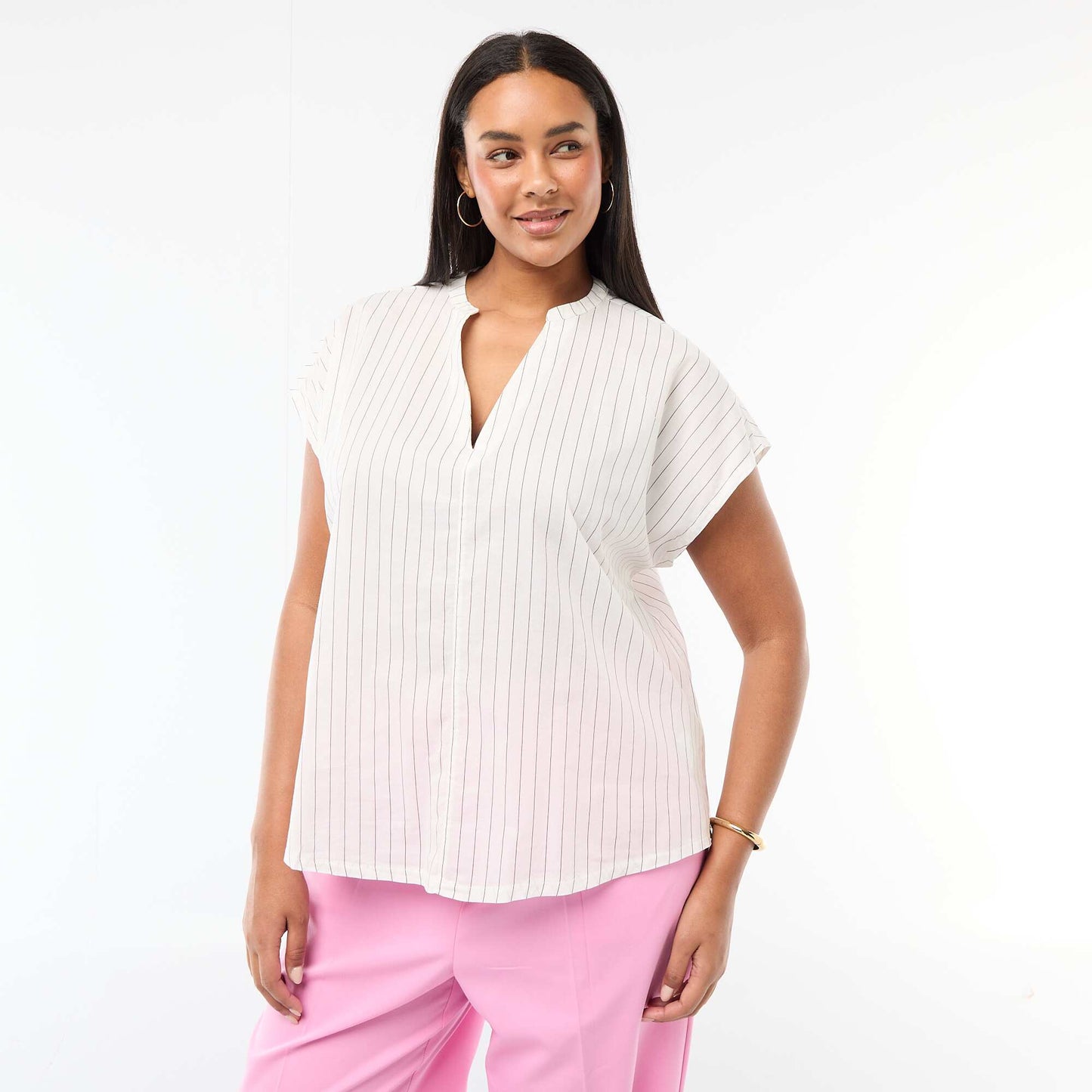 Light short-sleeved blouse WHITE