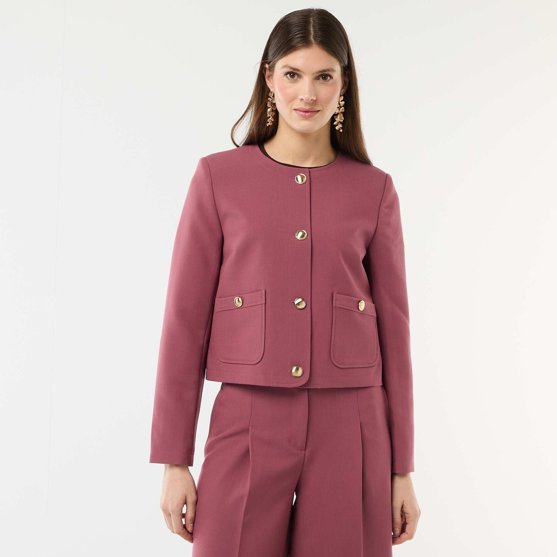 Short Solid Occasion Jacket RED