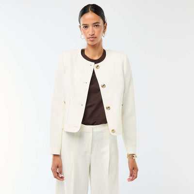 Short Solid Occasion Jacket WHITE