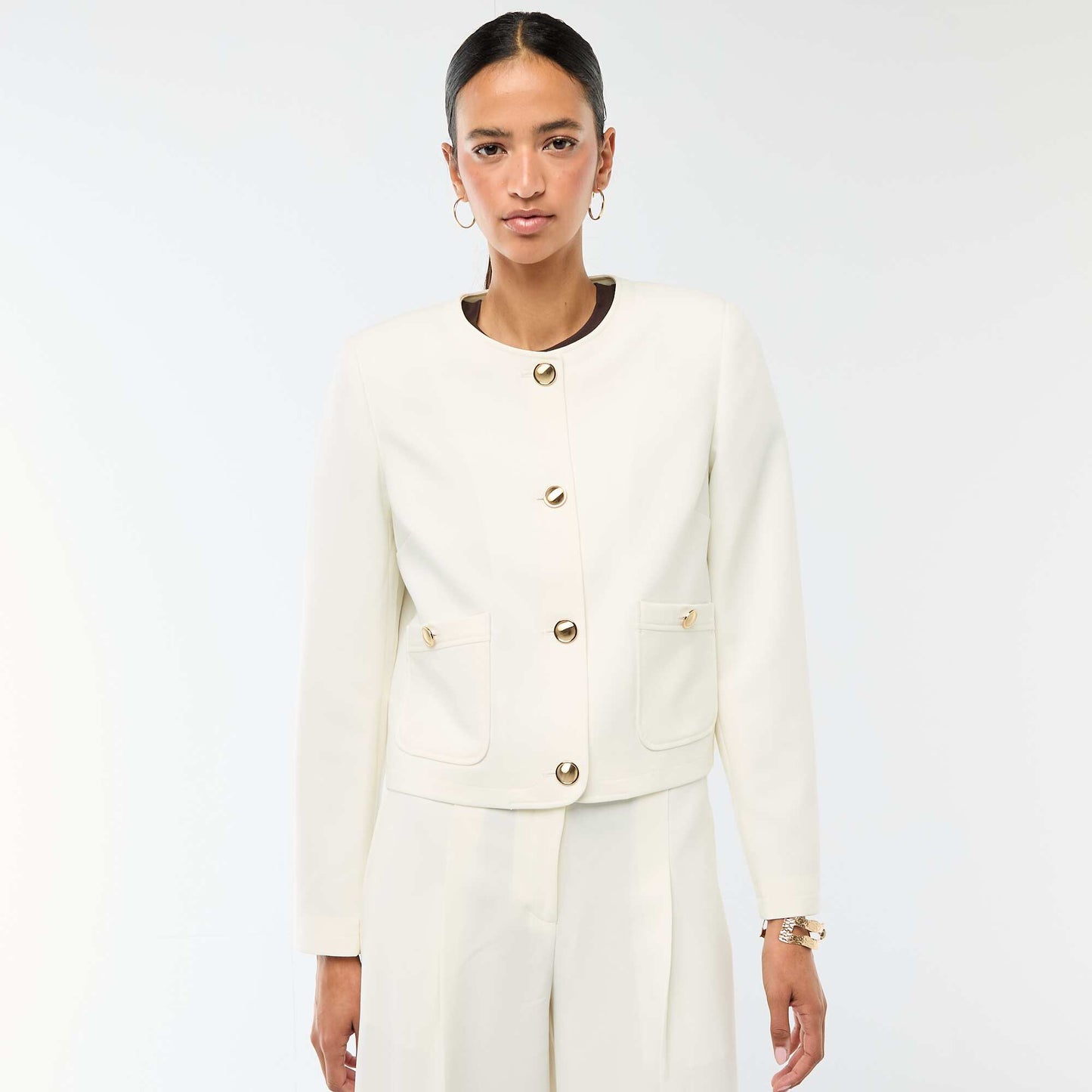 Short Solid Occasion Jacket WHITE