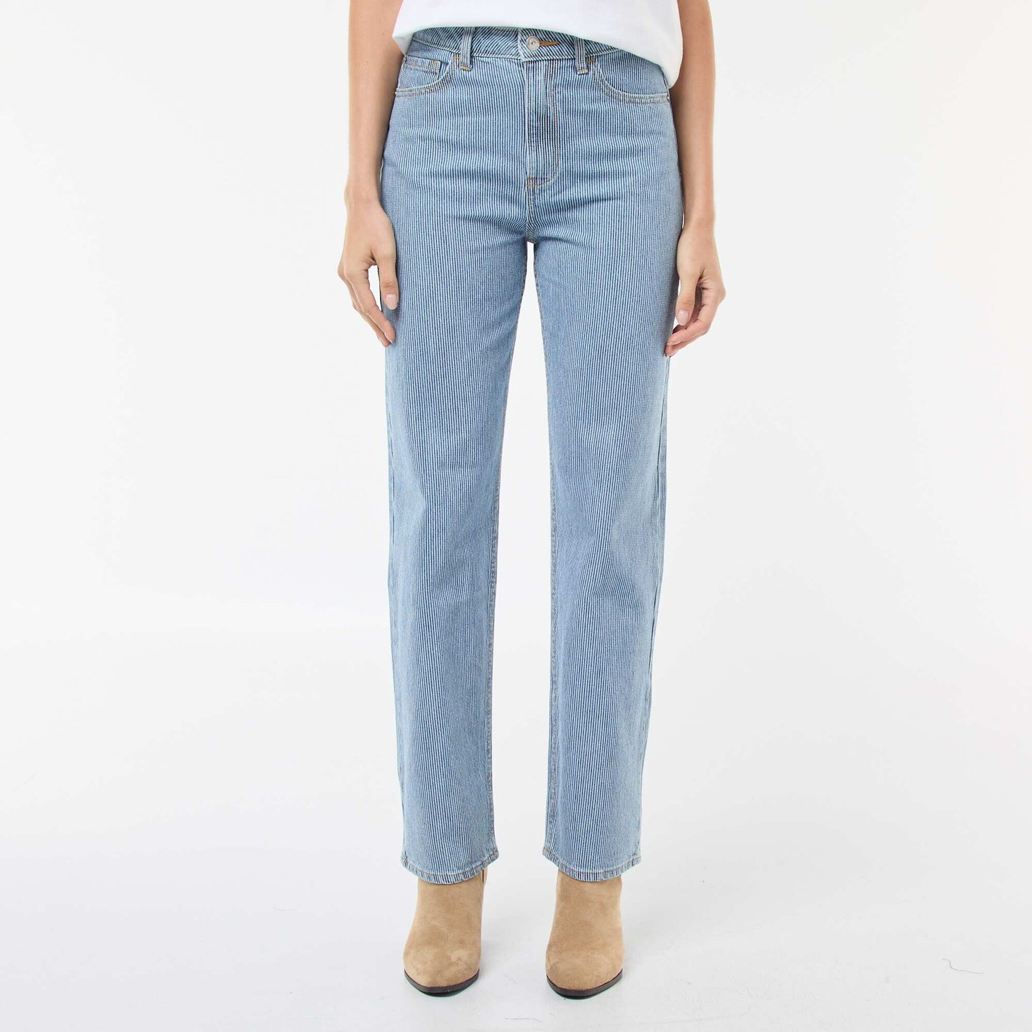 Regular Fit Cotton-Blend Line Detail Jean BLUE