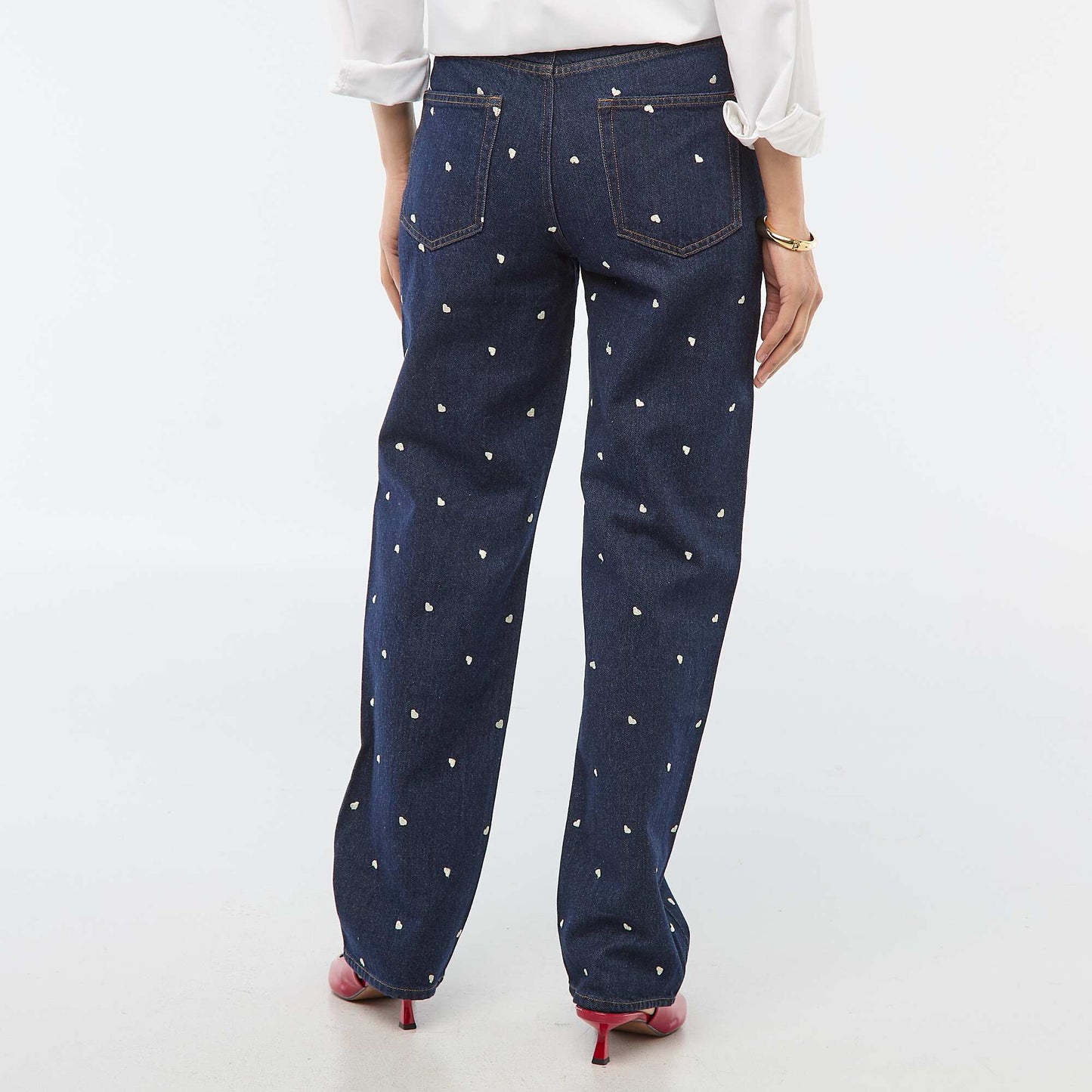 Regular Cotton Jean with All-Over Embroidery BLUE