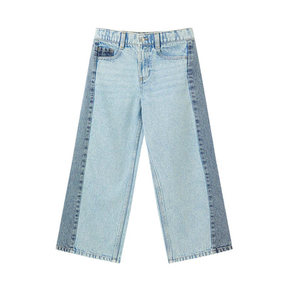 Wide Leg Two-Tone Trousers BLUE