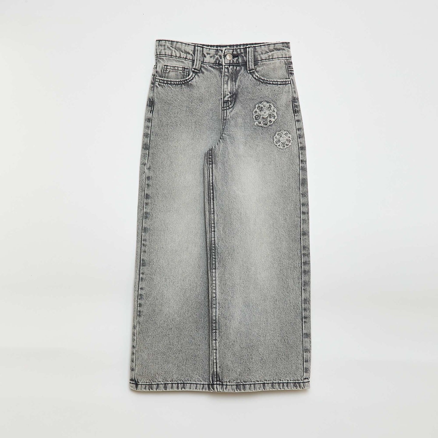 Denim Wide-Leg Pants GREY