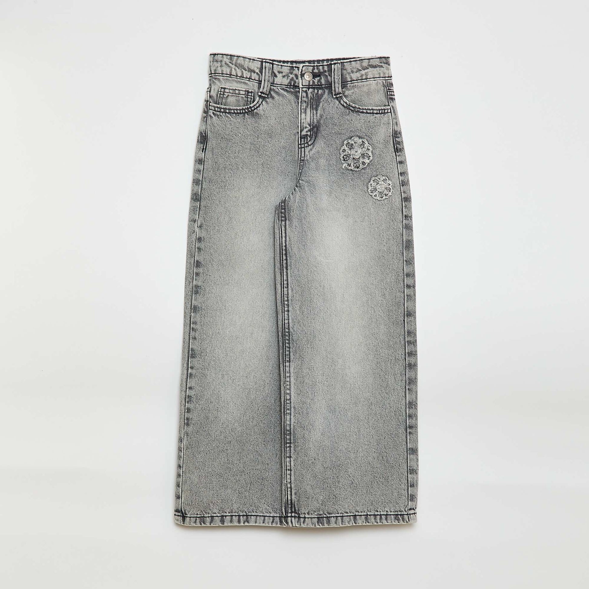 Denim Wide-Leg Pants GREY