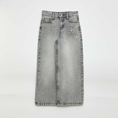 Denim Wide-Leg Pants GREY
