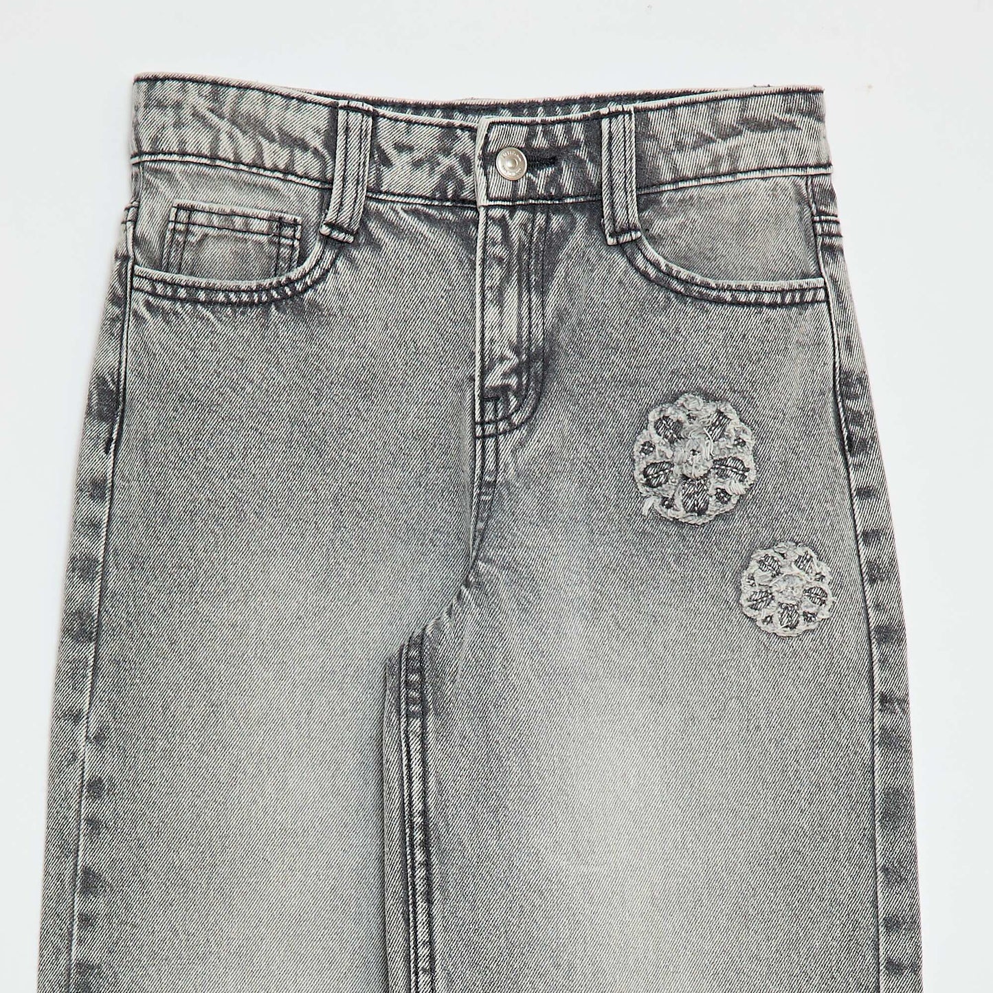 Denim Wide-Leg Pants GREY