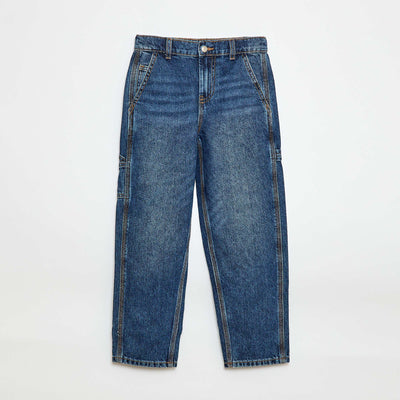Loose Jeans with Large Pockets BLUE
