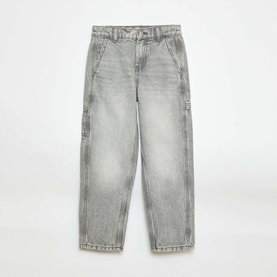 Loose Jeans with Large Pockets GREY