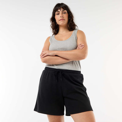 Lightweight Solid Fleece Shorts BLACK