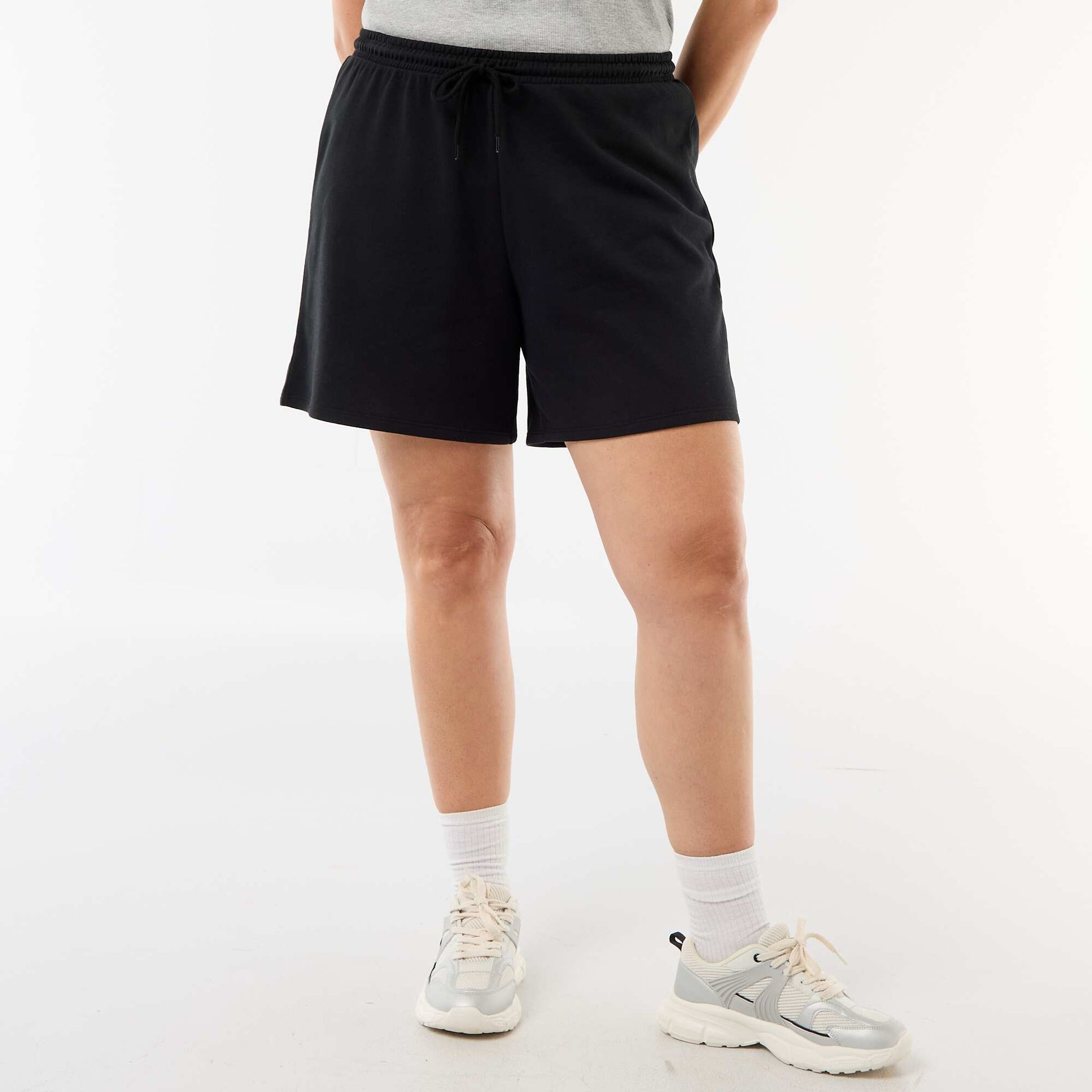 Lightweight Solid Fleece Shorts BLACK