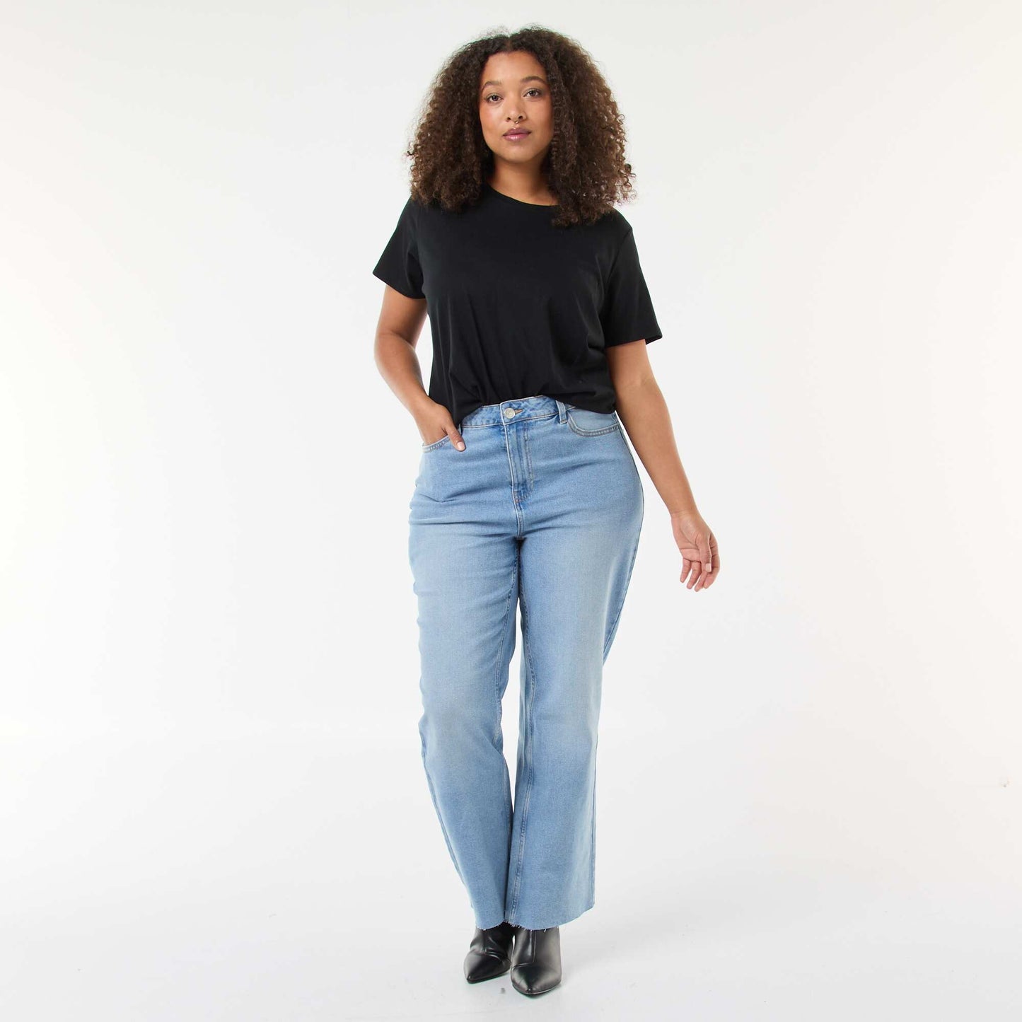 Bootcut Jeans with Raw Hem BLUE