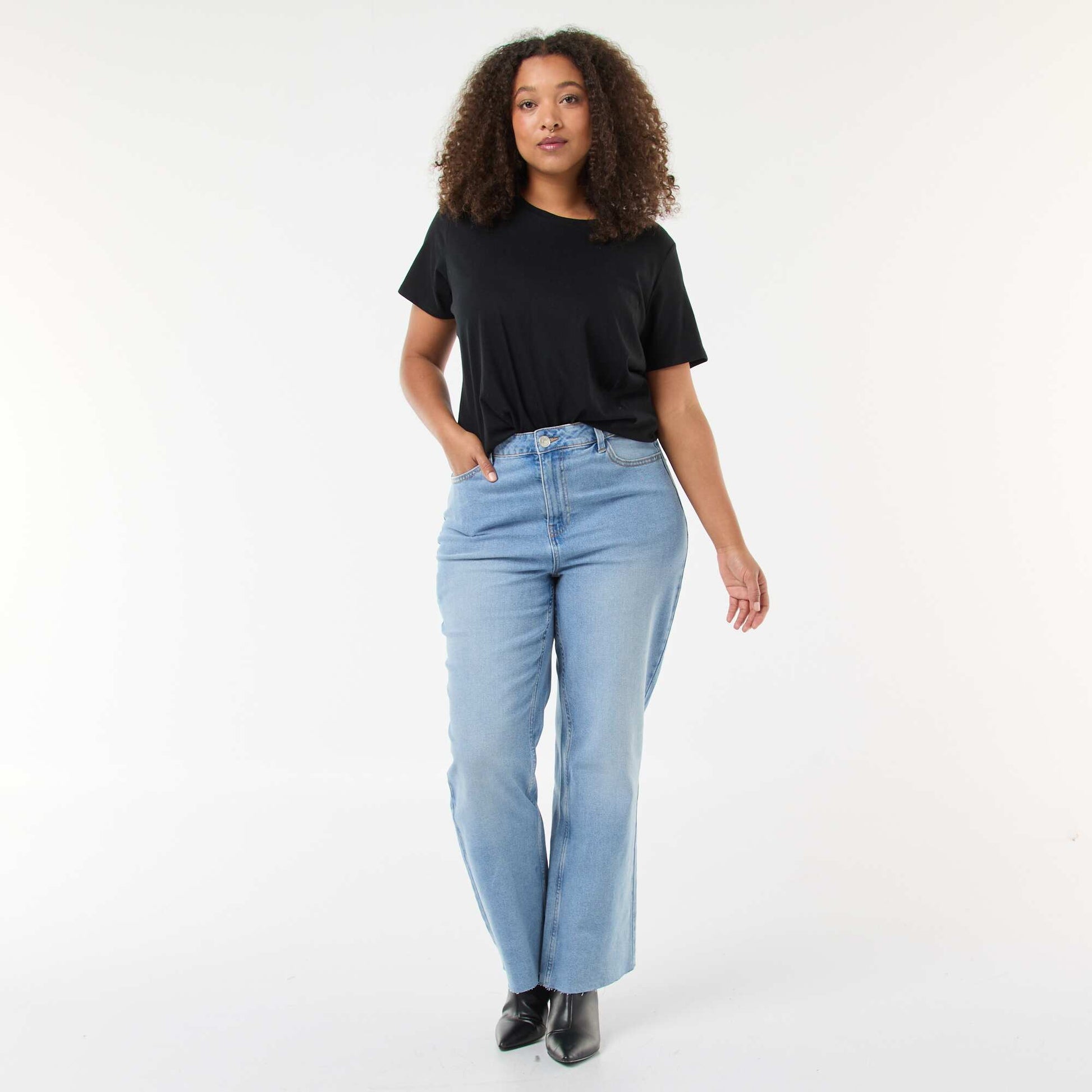 Bootcut Jeans with Raw Hem BLUE
