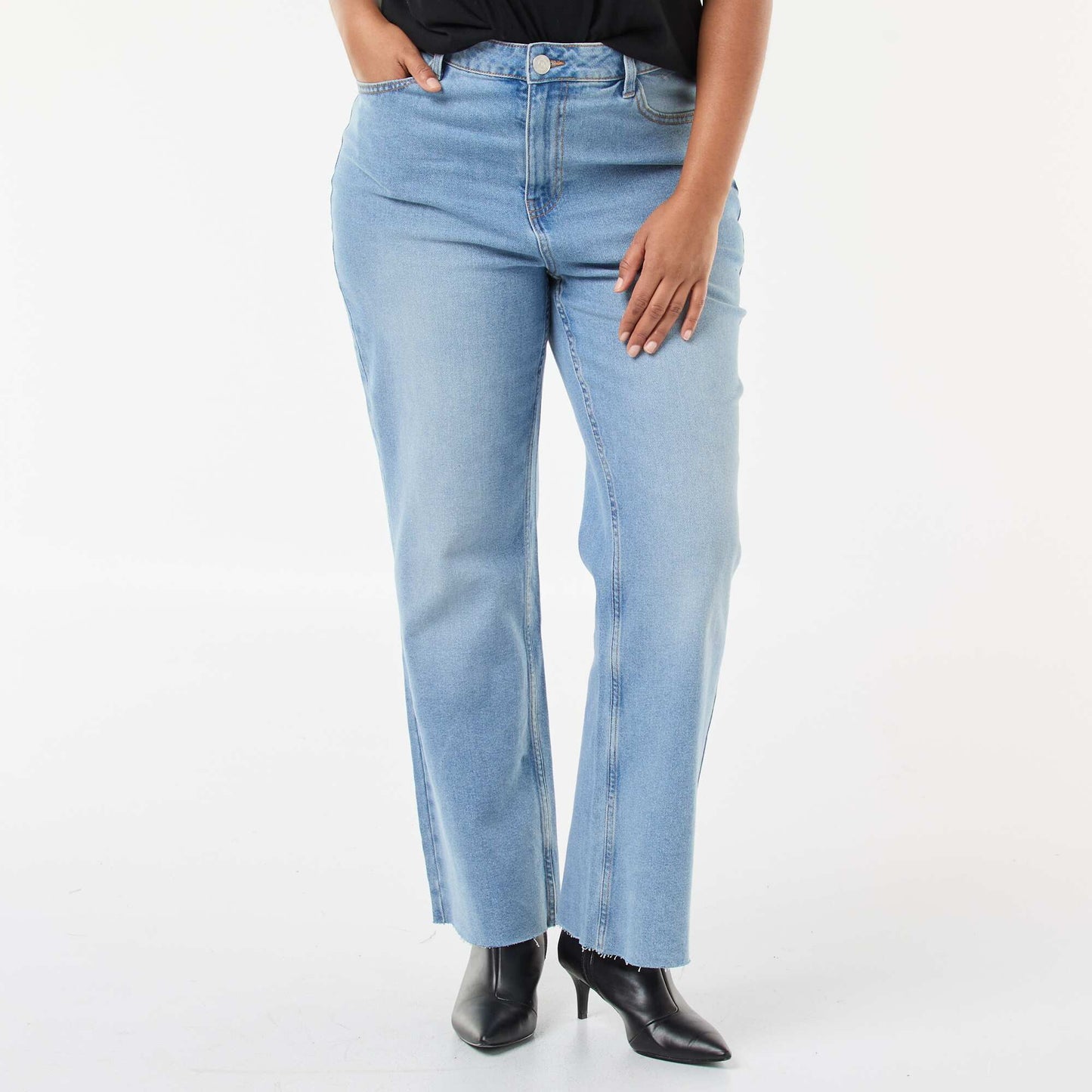Bootcut Jeans with Raw Hem BLUE