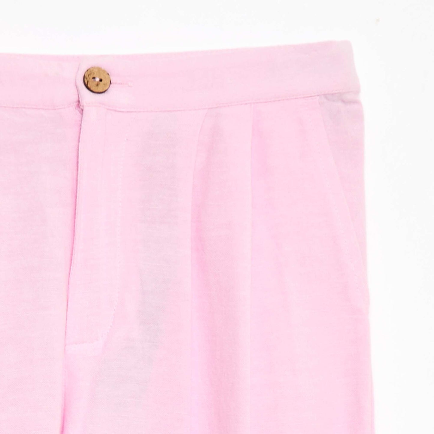 Wide-Leg Linen-Blend Trousers PINK