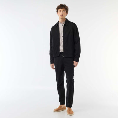 Straight-Leg Pants with Elastic Waistband BLACK