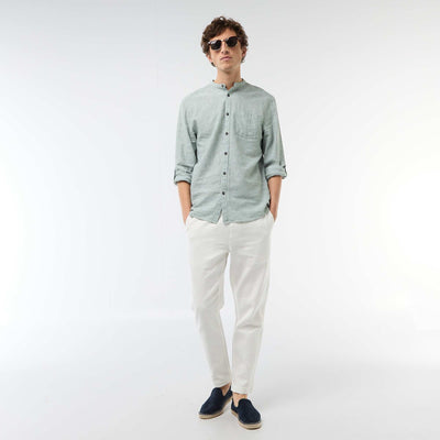Straight-Leg Pants with Elastic Waistband WHITE