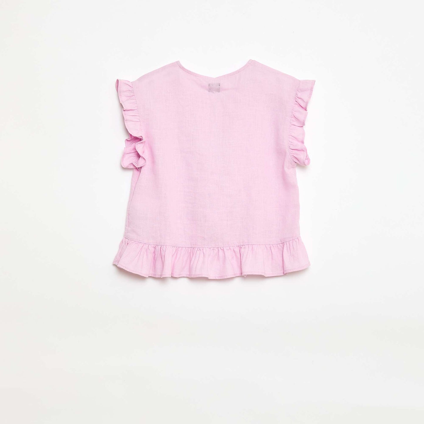 Mixed Linen Ruffle Top PURPLE
