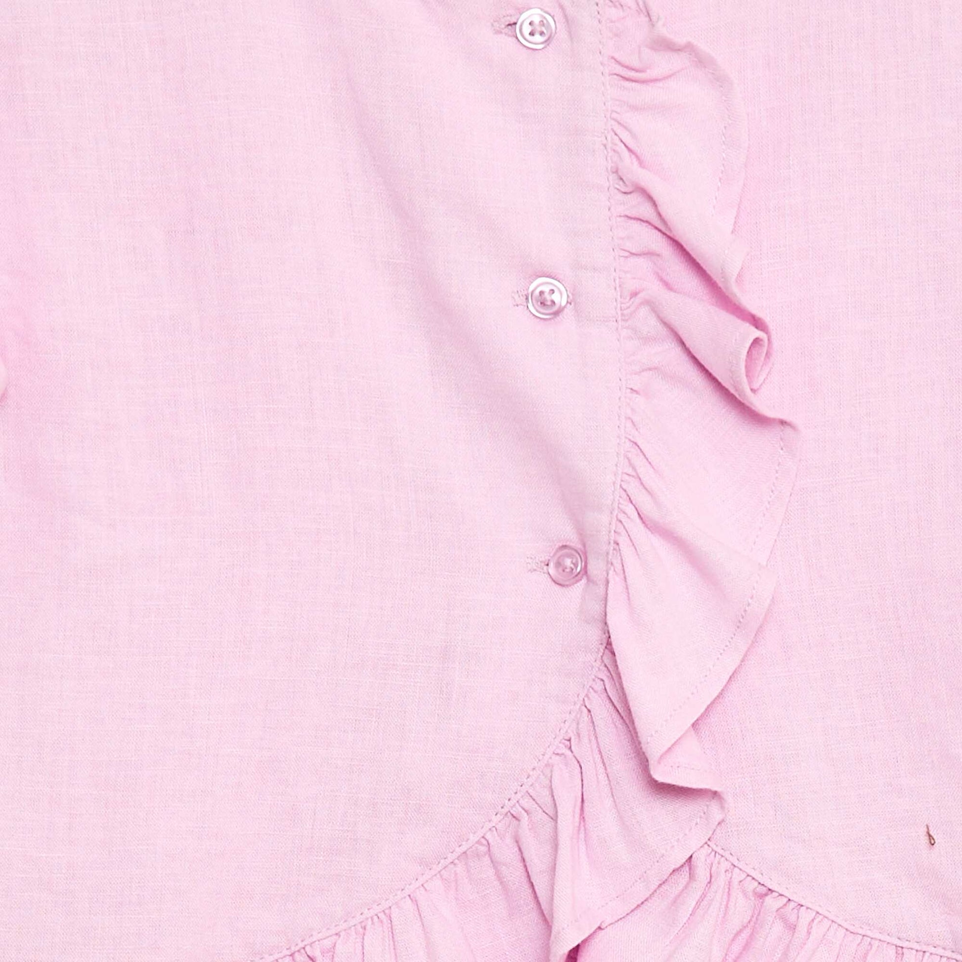 Mixed Linen Ruffle Top PURPLE
