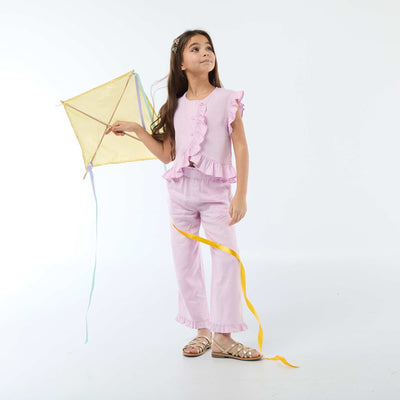 Linen Blend Trousers PURPLE