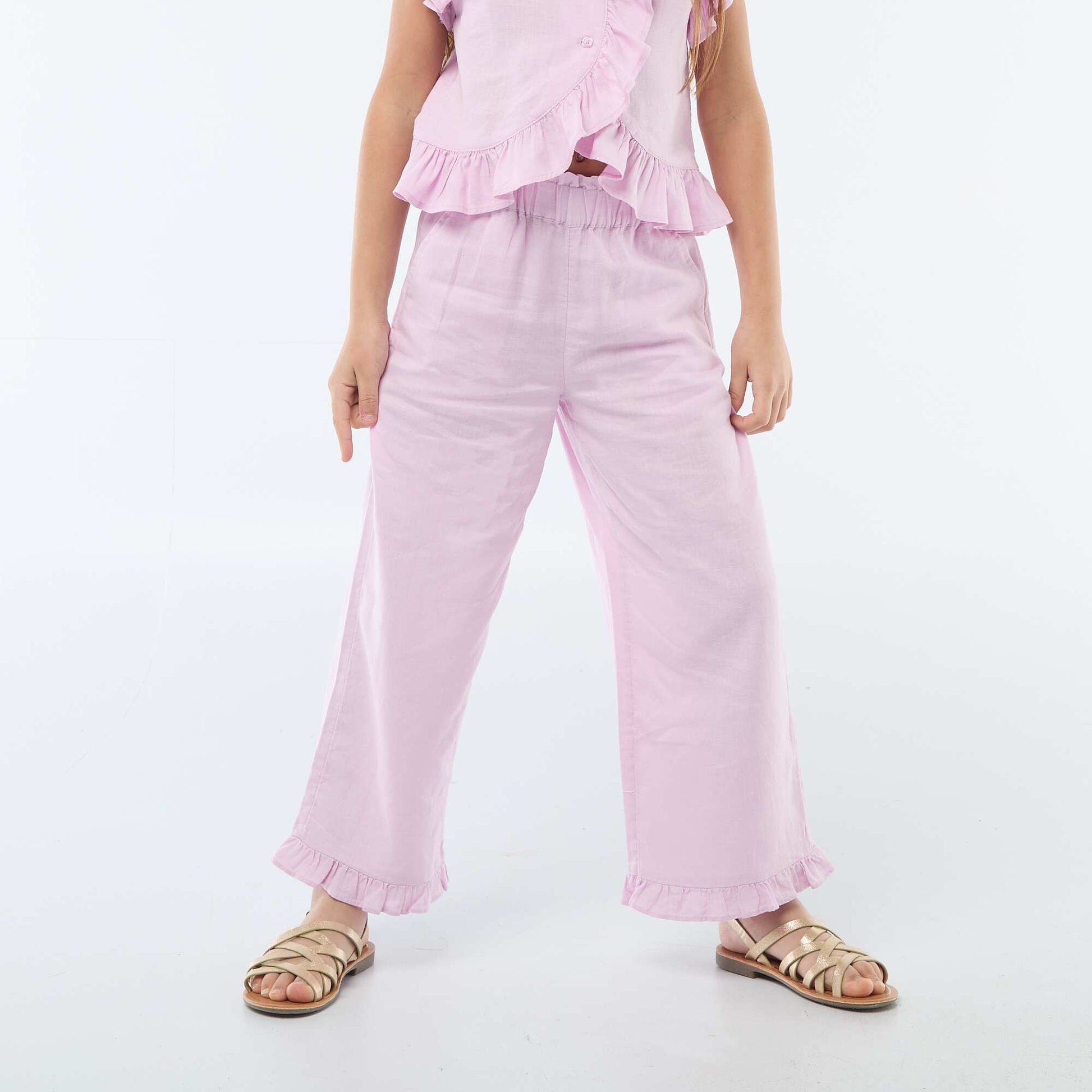 Linen Blend Trousers PURPLE