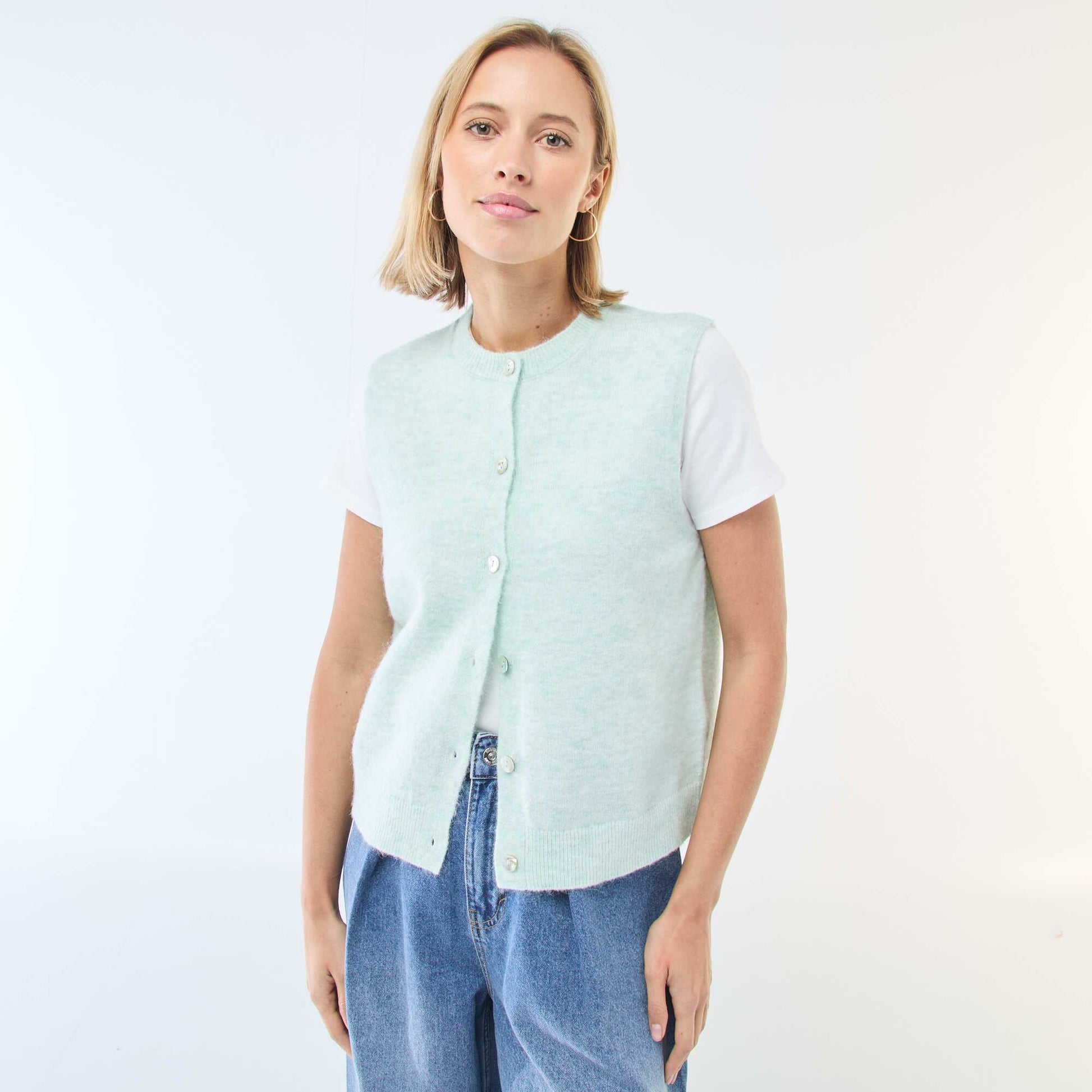 Sleeveless Solid Color Vest GREEN